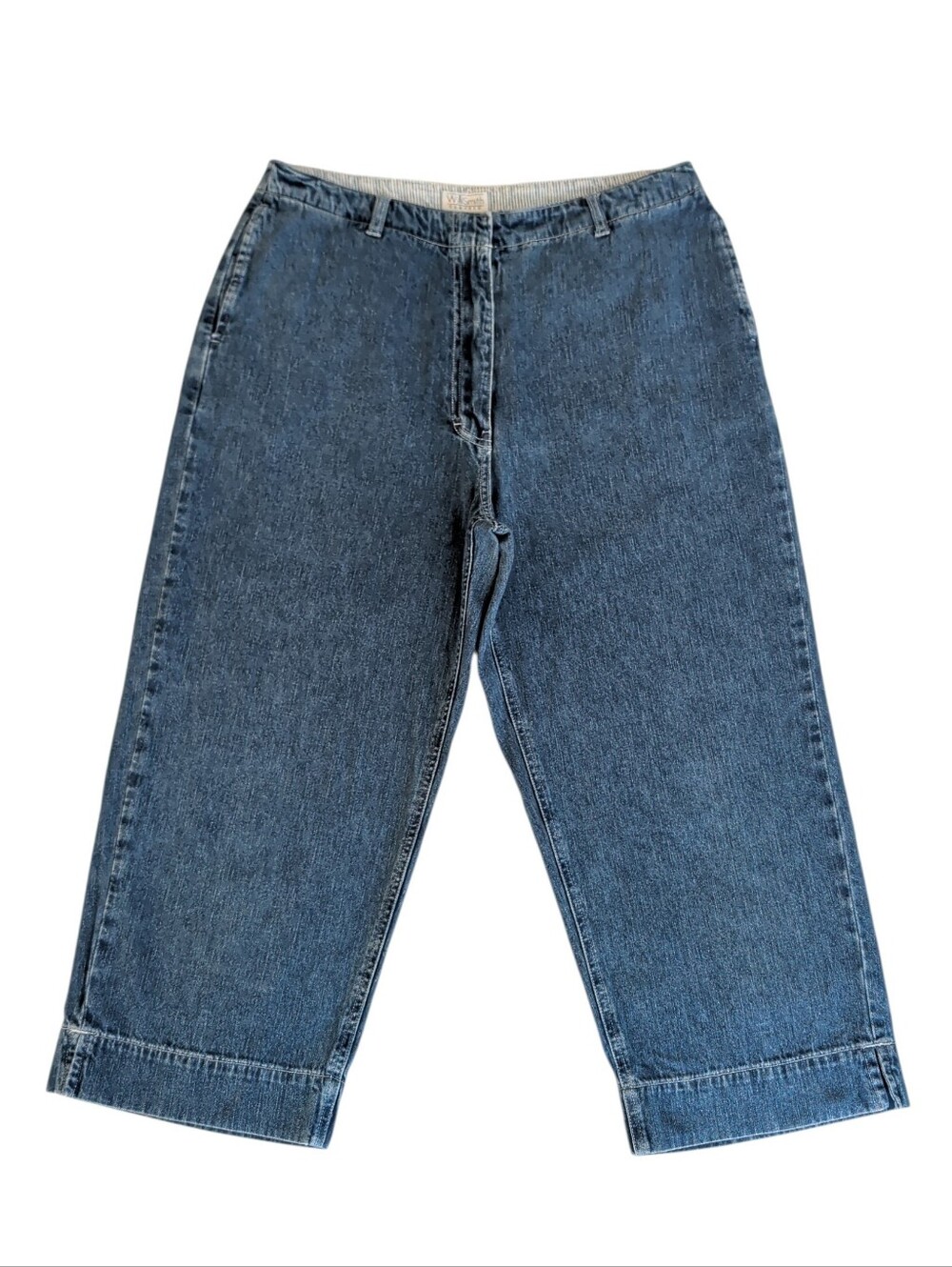 Vtg. Willi Smith Classic High-Waisted Wide Leg Cropped Jeans 12 Blue Pockets